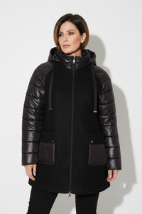 Μαύρο μπουφάν με κουκούλα και υφασμάτινες λεπτομέρειες – Ellisargi Boutique