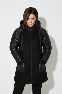 Μαύρο μπουφάν με κουκούλα και υφασμάτινες λεπτομέρειες – Ellisargi Boutique