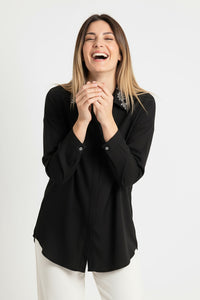 Μαύρο πουκάμισο με στρας στον γιακά – Ellisargi Boutique