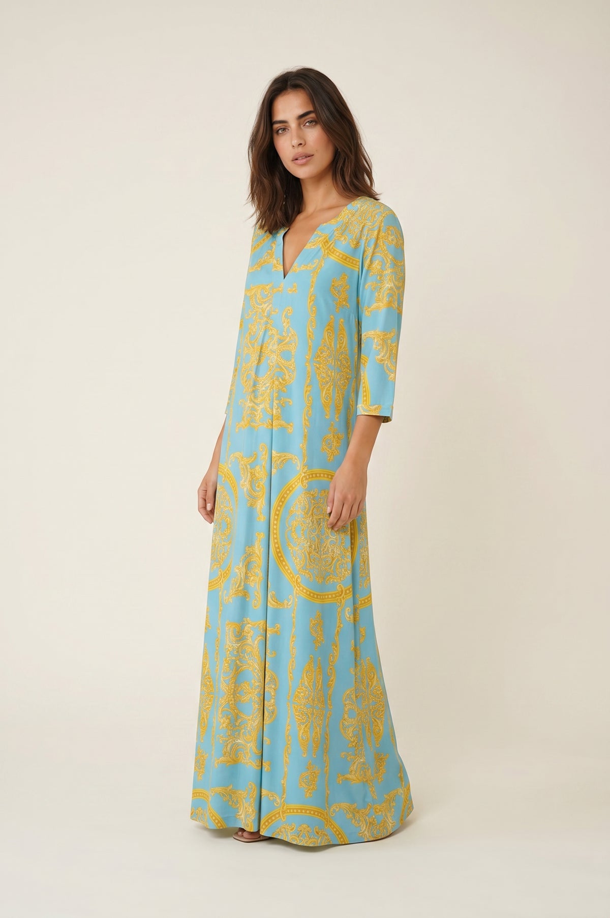 Maxi Φόρεμα Baroque Print σε Sky Blue