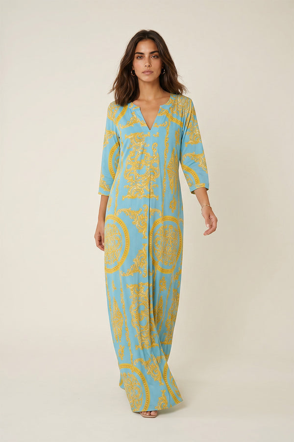 Maxi Φόρεμα Baroque Print σε Sky Blue
