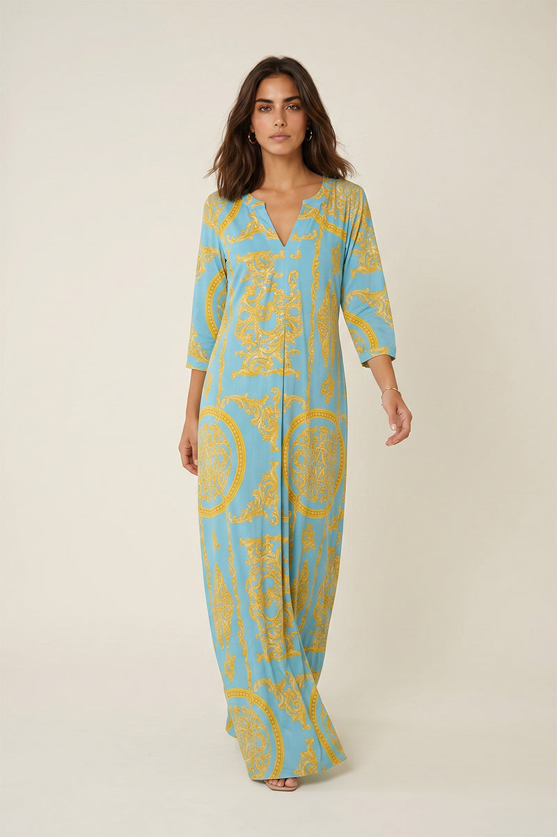 Maxi Φόρεμα Baroque Print σε Sky Blue