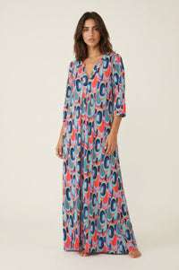 Maxi Φόρεμα με Retro Geometric Print