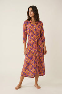 Midi Shirt Dress με Retro Floral Print