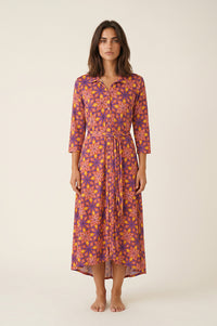 Midi Shirt Dress με Retro Floral Print