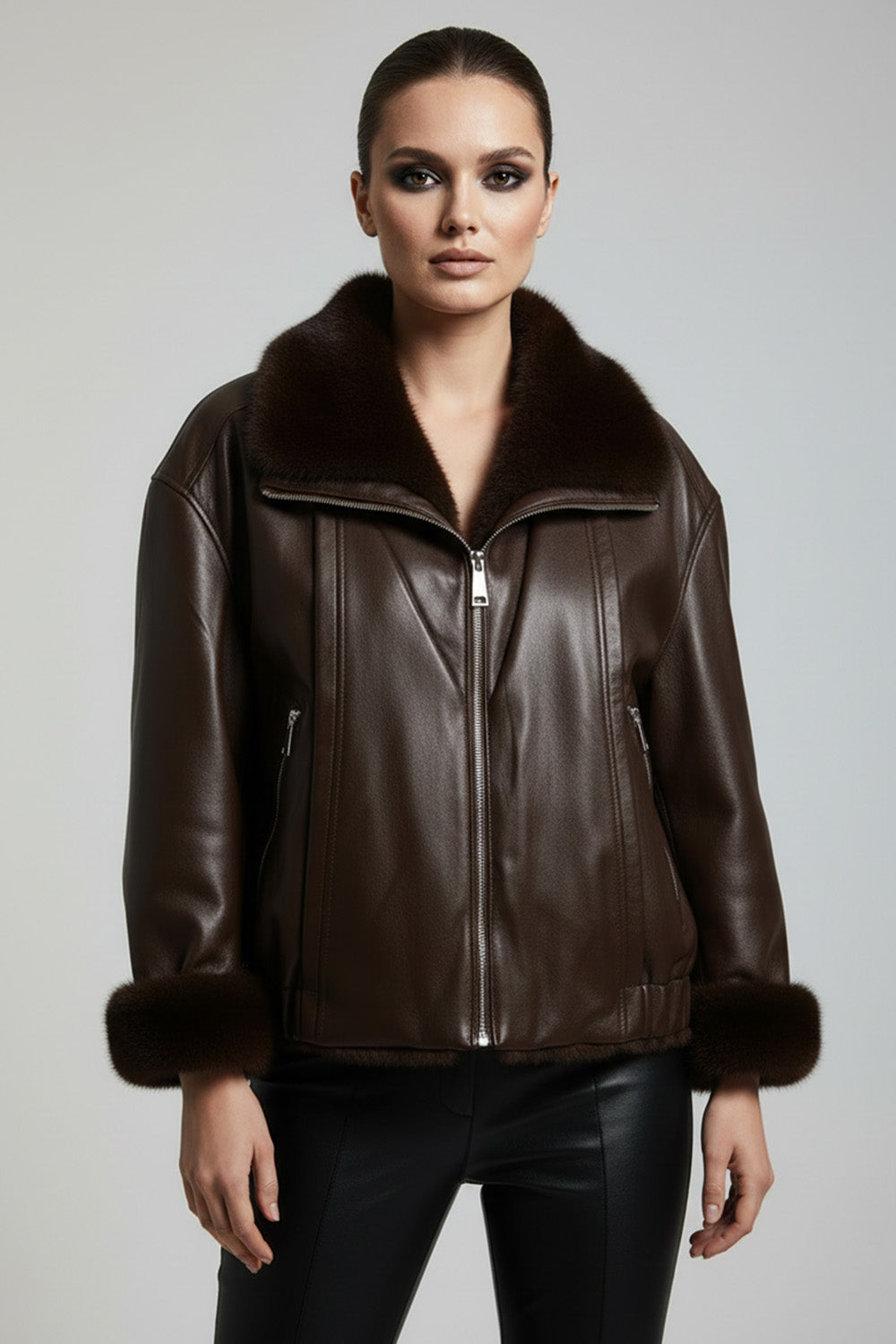 Μπουφάν Διπλής Όψεως Καφέ