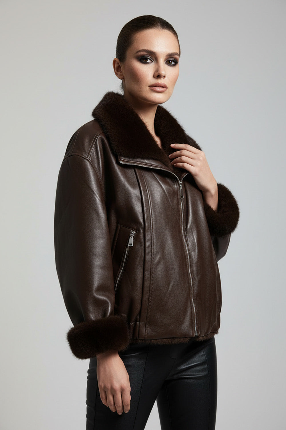 Μπουφάν Διπλής Όψεως Καφέ