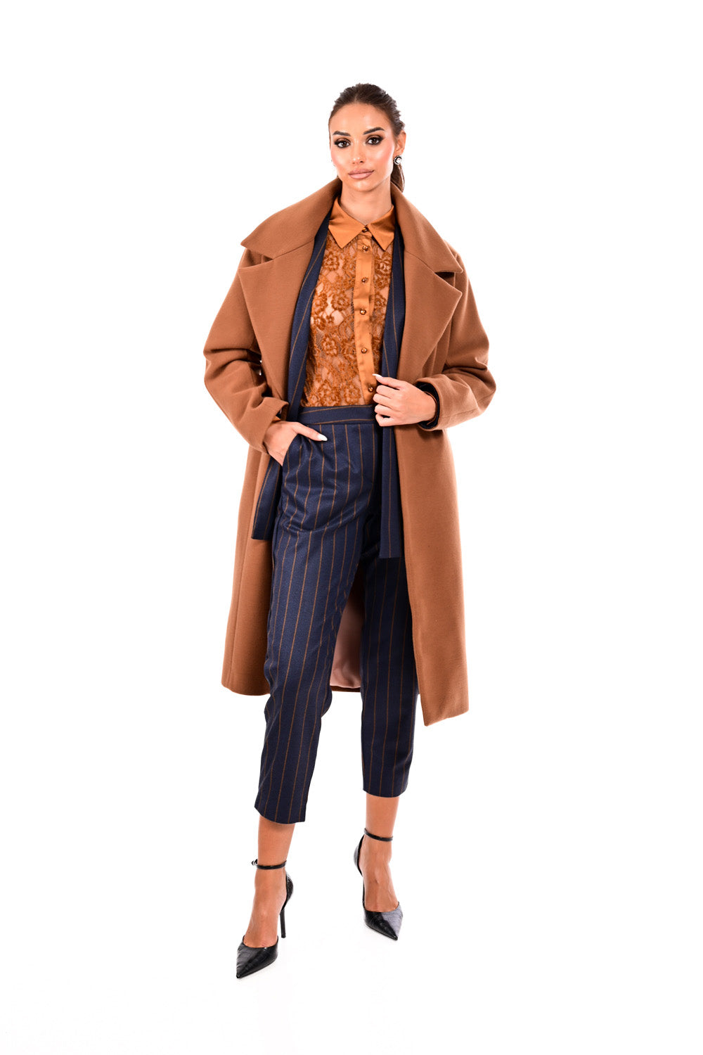 Oversize ταμπά παλτό με μεγάλο γιακά και άνετη γραμμή – Ellisargi Boutique