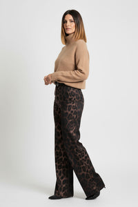 Παντελόνα animal print σατινέ σε καφέ και μαύρους τόνους – Ellisargi Boutique