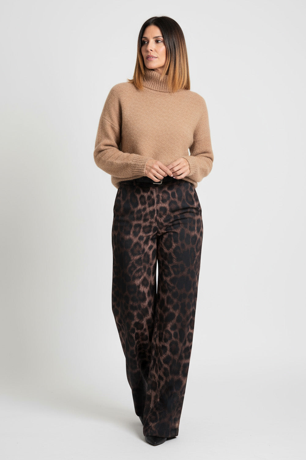 Παντελόνα animal print σατινέ σε καφέ και μαύρους τόνους – Ellisargi Boutique