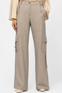 Μελανζέ παντελόνι cargo με φαρδιά γραμμή και πλαϊνές τσέπες