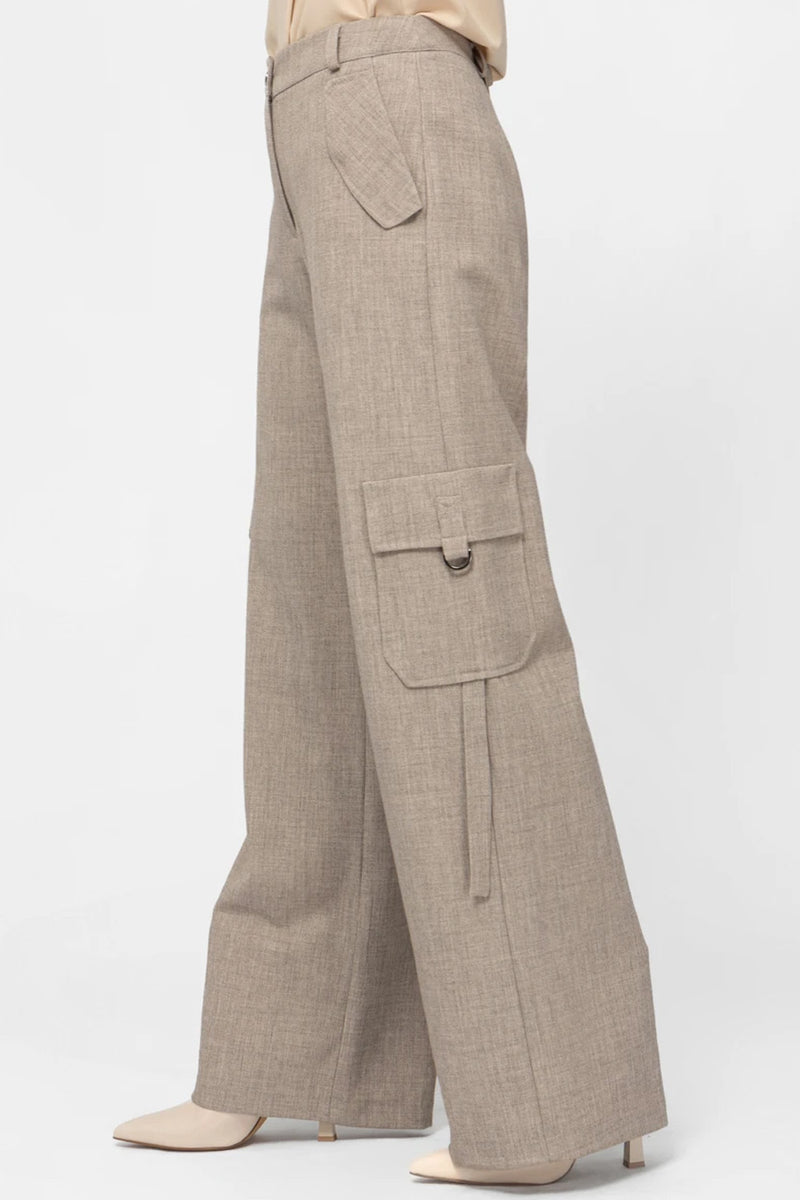 Μελανζέ παντελόνι cargo με φαρδιά γραμμή και πλαϊνές τσέπες