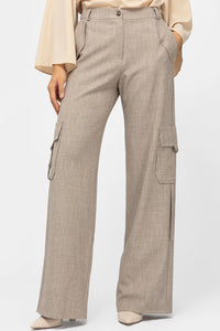 Μελανζέ παντελόνι cargo με φαρδιά γραμμή και πλαϊνές τσέπες