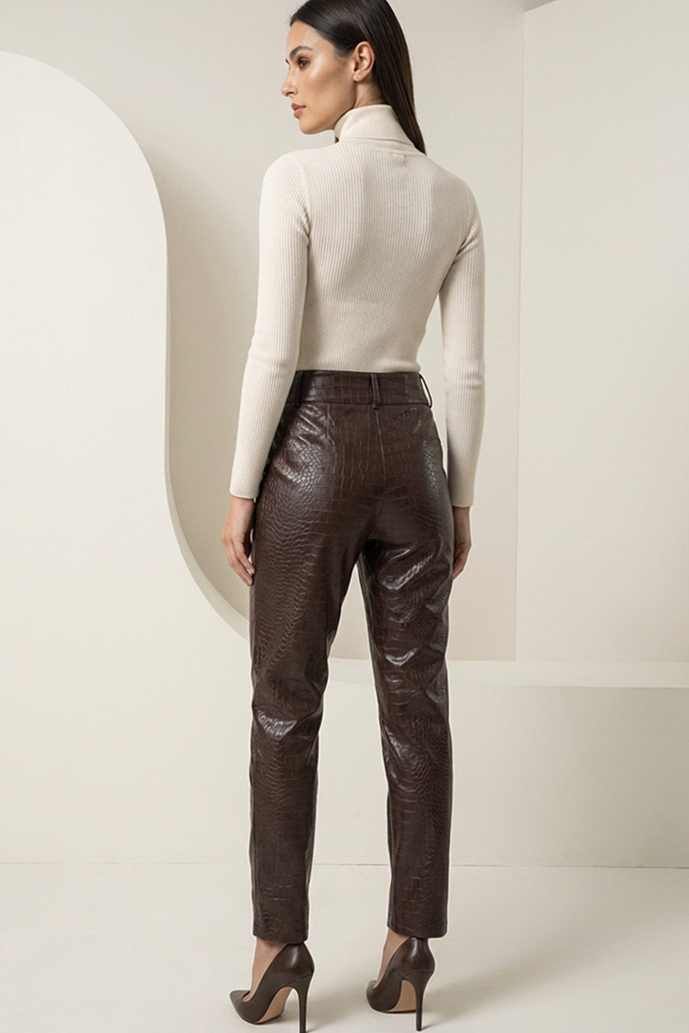 Παντελόνι δερματίνη με croco υφή