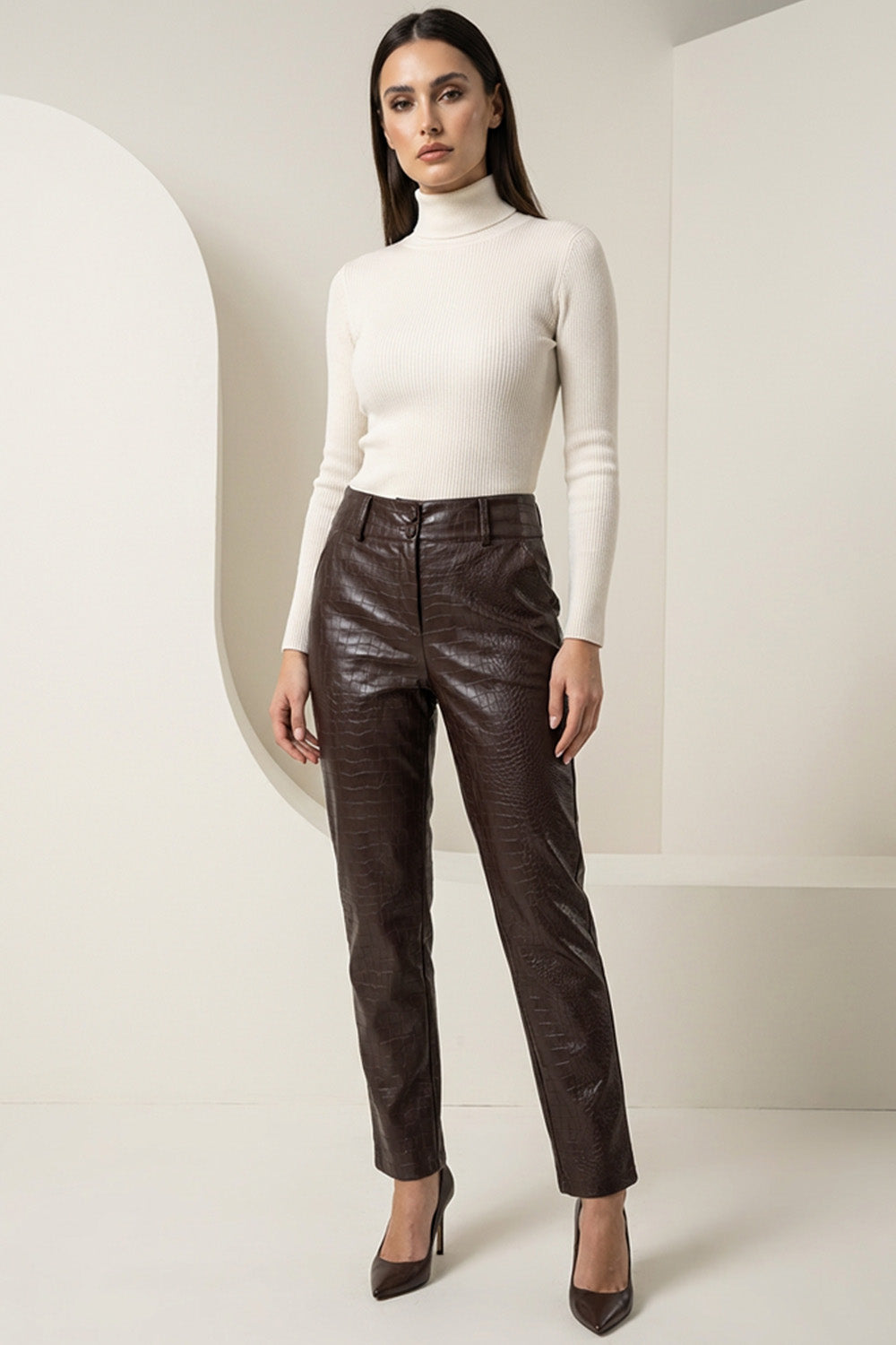 Παντελόνι δερματίνη με croco υφή