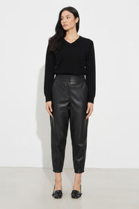 Παντελόνι δερματίνη με λάστιχο μαύρο