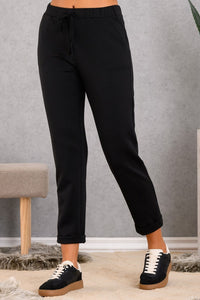 Μαύρο παντελόνι DERPOULI με λάστιχο και κορδόνι στη μέση από την Ellisargi Boutique