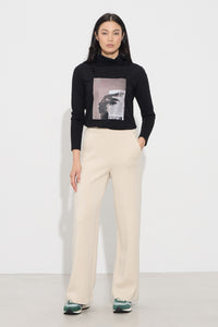 Μπεζ παντελόνι φούτερ σε ίσια γραμμή με λάστιχο στη μέση – Ellisargi Boutique