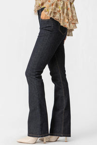 Σκούρο μπλε πλυμένο jean με καμπάνα και ψηλή μέση