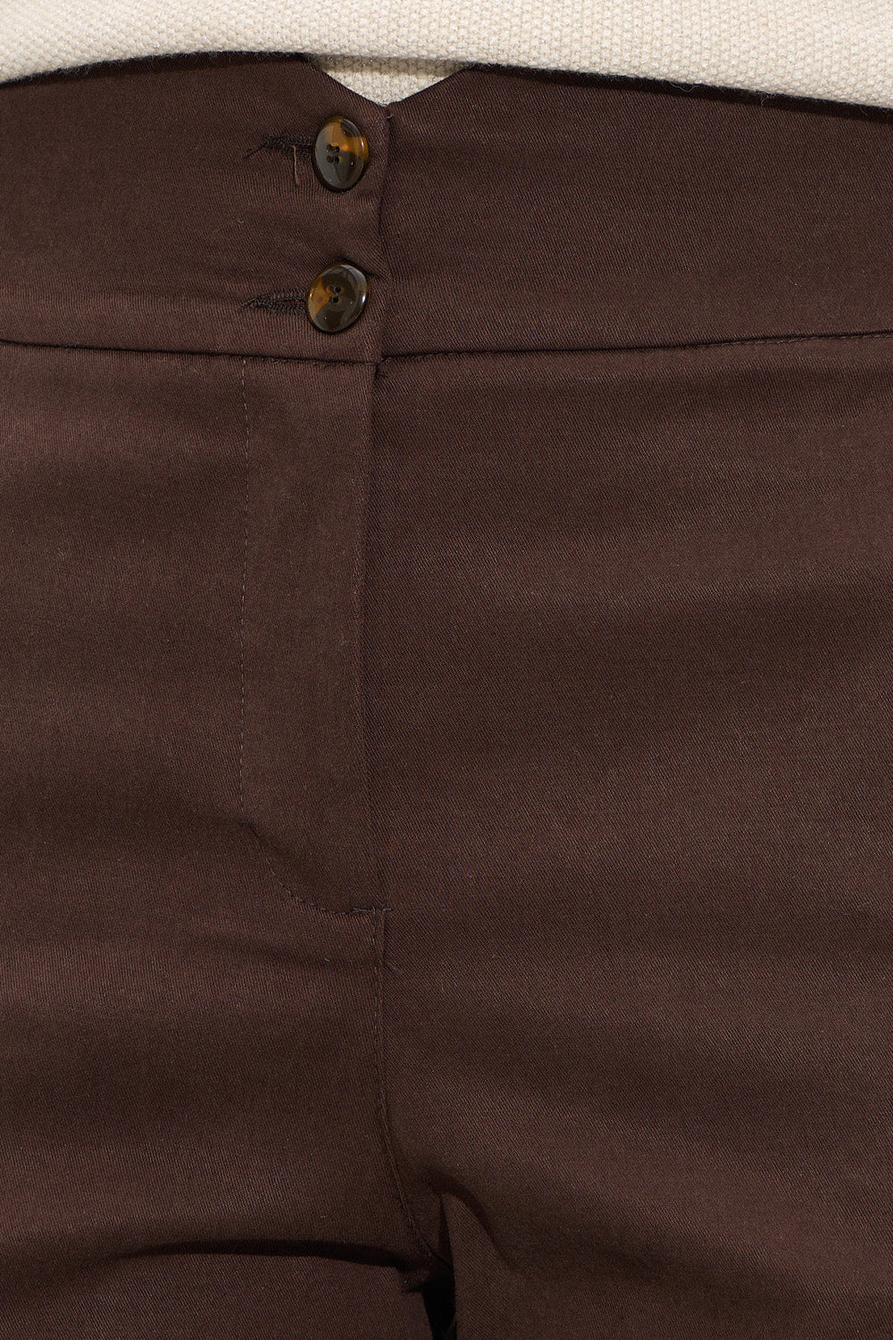 καφε ψηλόμεσο παντελόνι με λάστιχο και κουμπιά μπροστά – Ellisargi Boutique