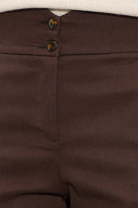 καφε ψηλόμεσο παντελόνι με λάστιχο και κουμπιά μπροστά – Ellisargi Boutique