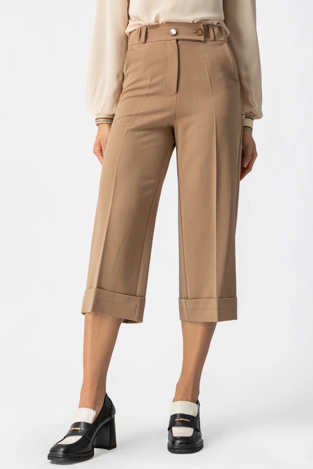 Camel παντελόνι zip TR με λάστιχο και culotte γραμμή