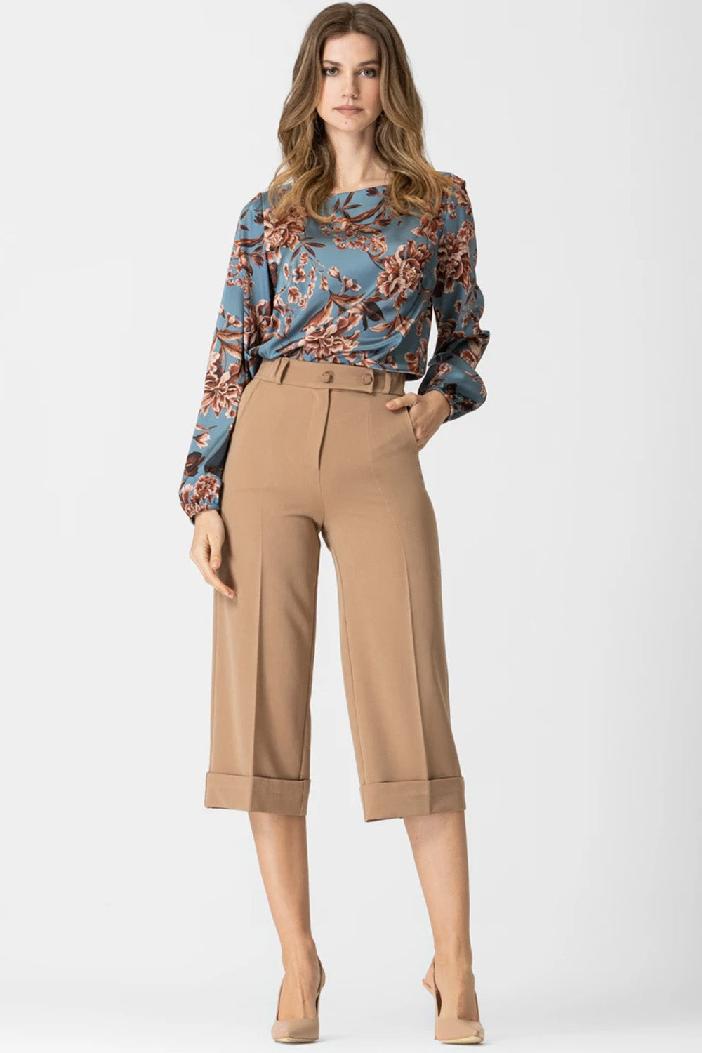 Camel παντελόνι zip TR με λάστιχο και culotte γραμμή