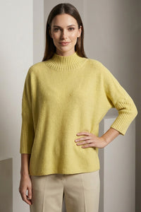 Πλεκτή Μπλούζα με Όρθιο Γιακά & Μανίκι 3/4 – Κίτρινη