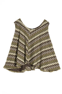 Πλεκτό Γιλέκο Ζιγκ-Ζαγκ Χακί