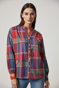 Πολύχρωμο καρό πουκάμισο με κεντητές λεπτομέρειες