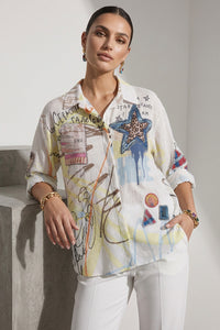 Πουκάμισο Εμπριμέ με Διακοσμητικές Λεπτομέρειες