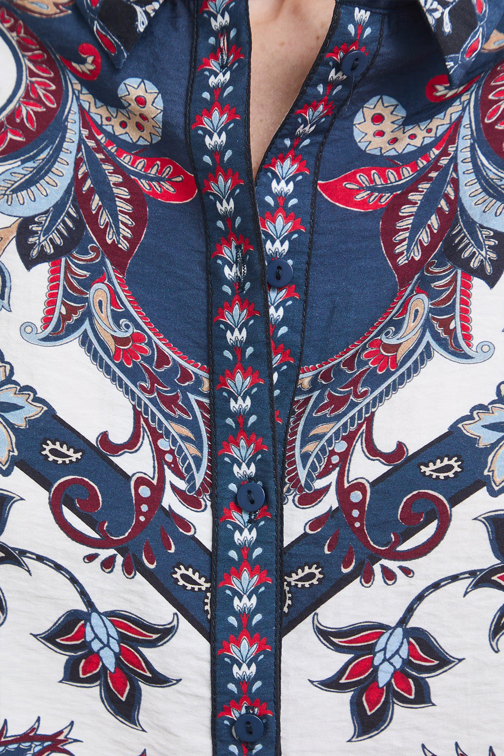 Γυναικείο πουκάμισο Paisley Heritage off white με navy και κόκκινο paisley print
