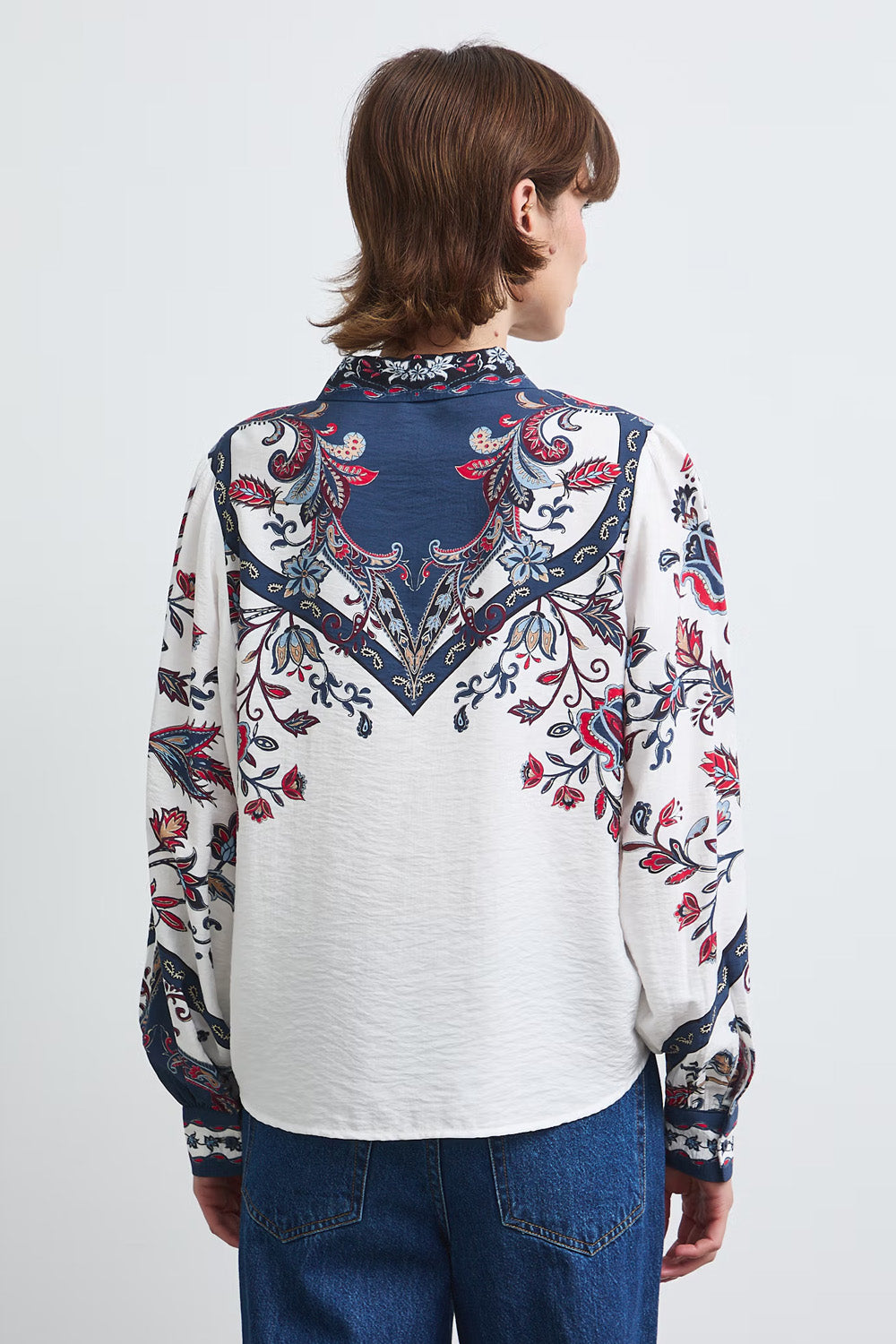 Γυναικείο πουκάμισο Paisley Heritage off white με navy και κόκκινο paisley print