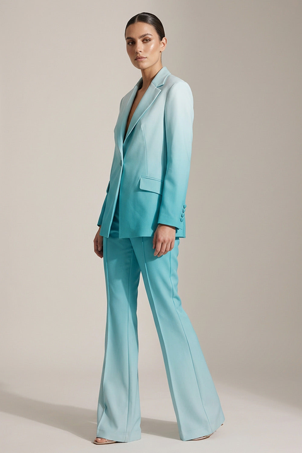 tailored γυναικείο παντελόνι καμπάνα τιρκουάζ