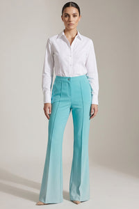 ψηλόμεσο τιρκουάζ παντελόνι καμπάνα γυναικείο