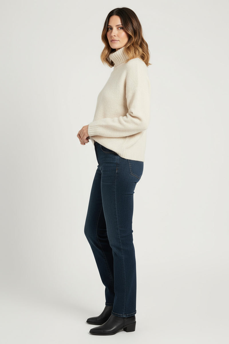 Ψηλόμεσο τζιν παντελόνι σε σκούρο μπλε χρώμα με ίσια γραμμή – Ellisargi Boutique