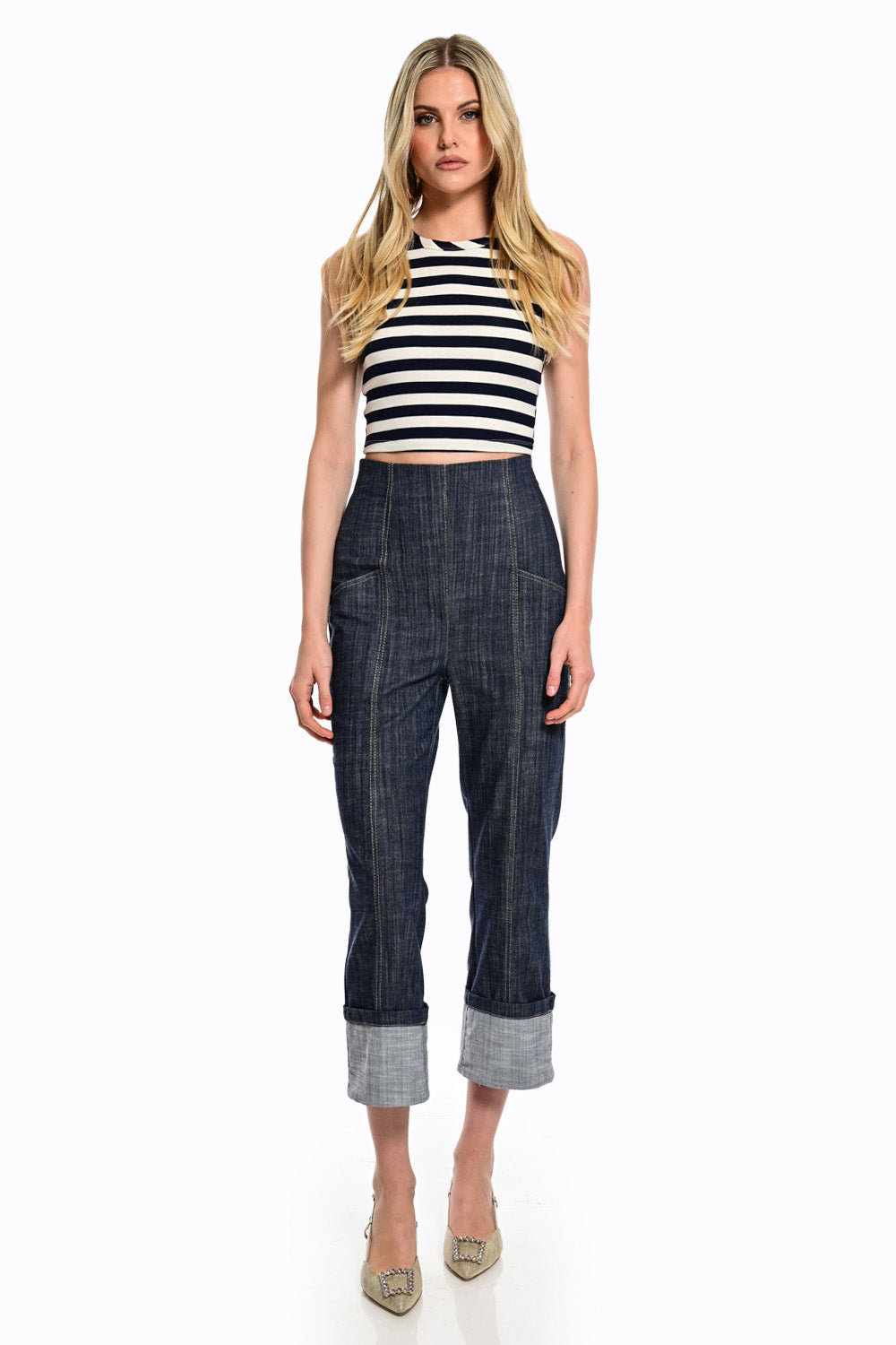 Ψηλόμεσο Τζιν Παντελόνι με Ρεβέρ