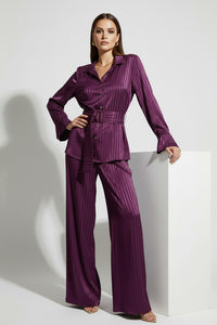 Set saten rige porfyro me poukamiso kai panteloni fardia grammi