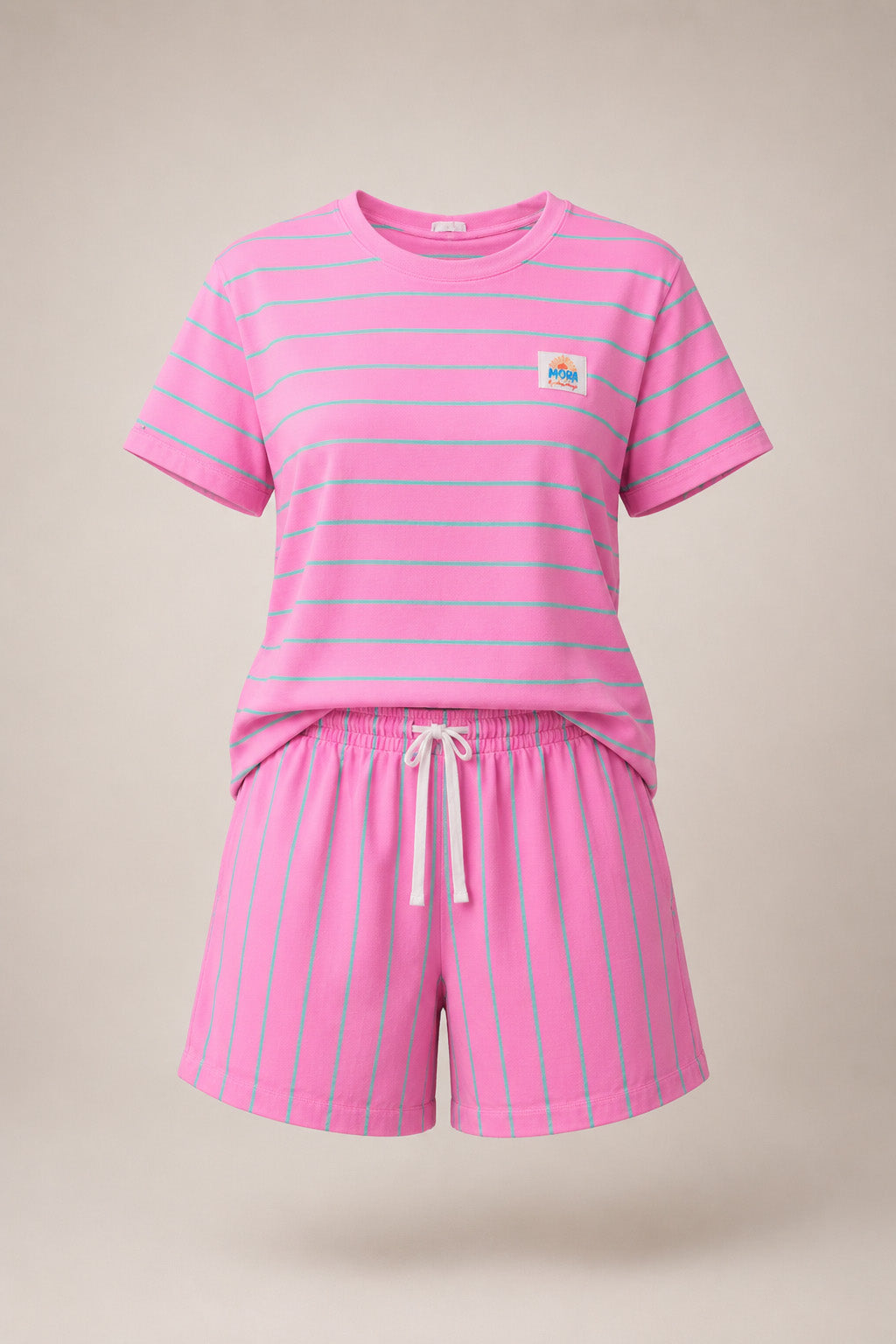 Ριγέ Σετ T-Shirt & Σορτς Pink Breeze