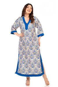 Καφτάνι royal blue εμπριμέ