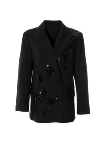 Μαύρο σακάκι με λουλουδάτο σχέδιο από παγιέτες Ellisargi Boutique