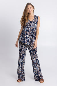 Σετ παντελόνα και top με paisley print σε μπλε αποχρώσεις