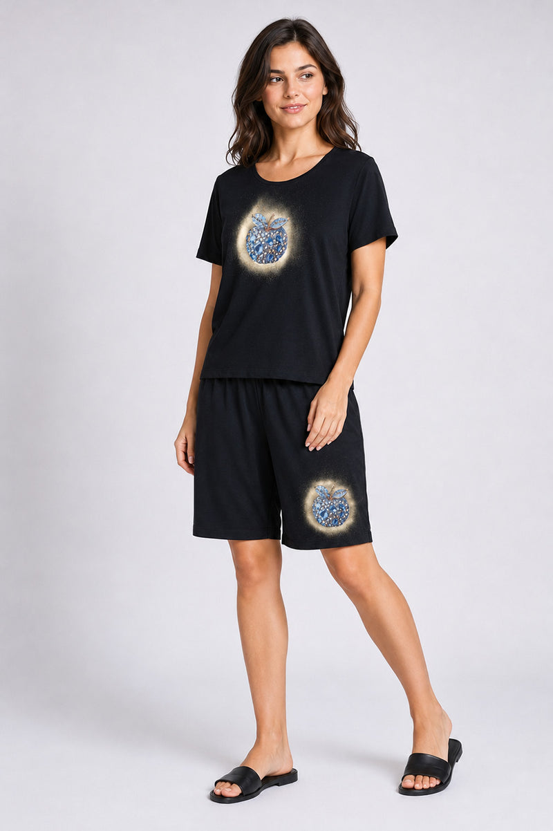 Σετ T-Shirt & Σορτς Jewel Apple Μαύρο