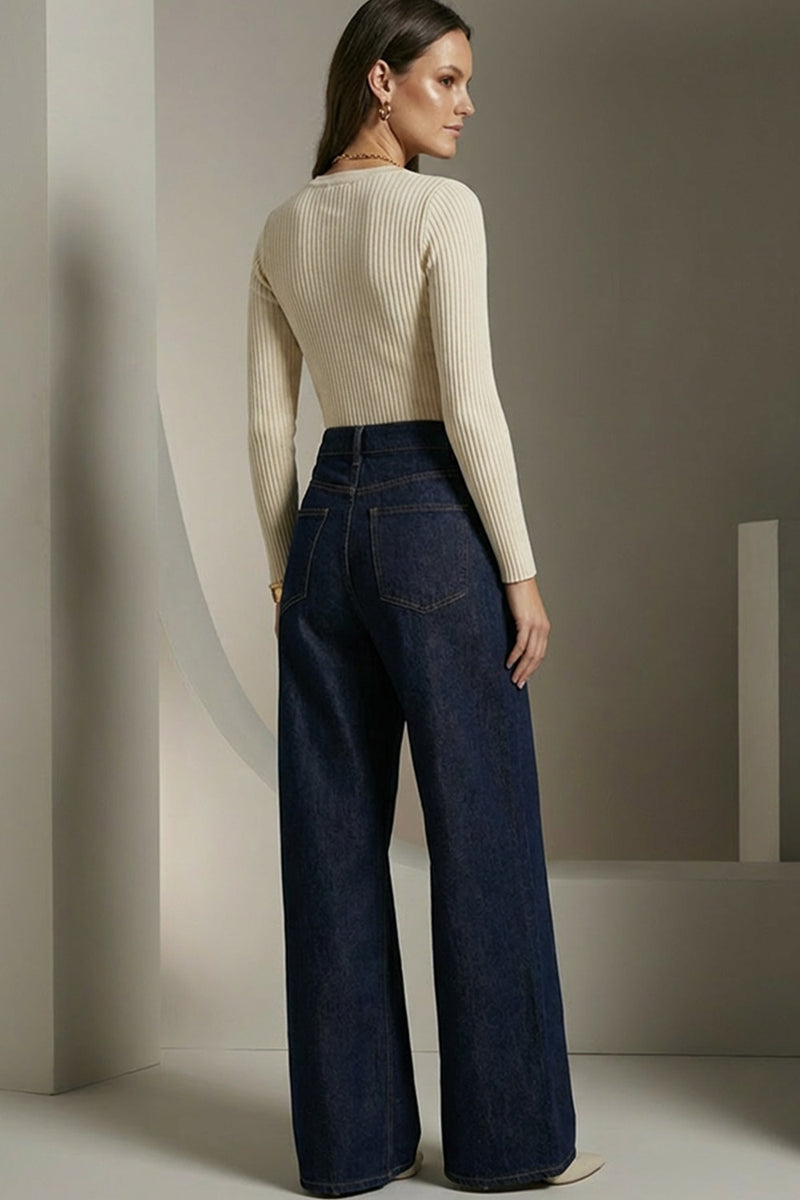 Denim Παντελόνα Σκούρο Μπλε με Κεντήματα