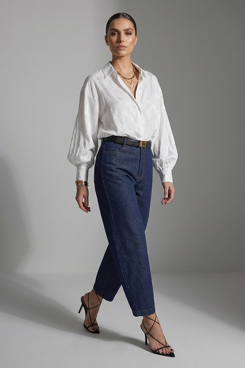 Τζιν Παντελόνι Ίσιας Γραμμής με Ρεβέρ