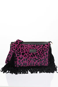 Sorena Τσάντα Ώμου με Animal Print και Κρόσσια