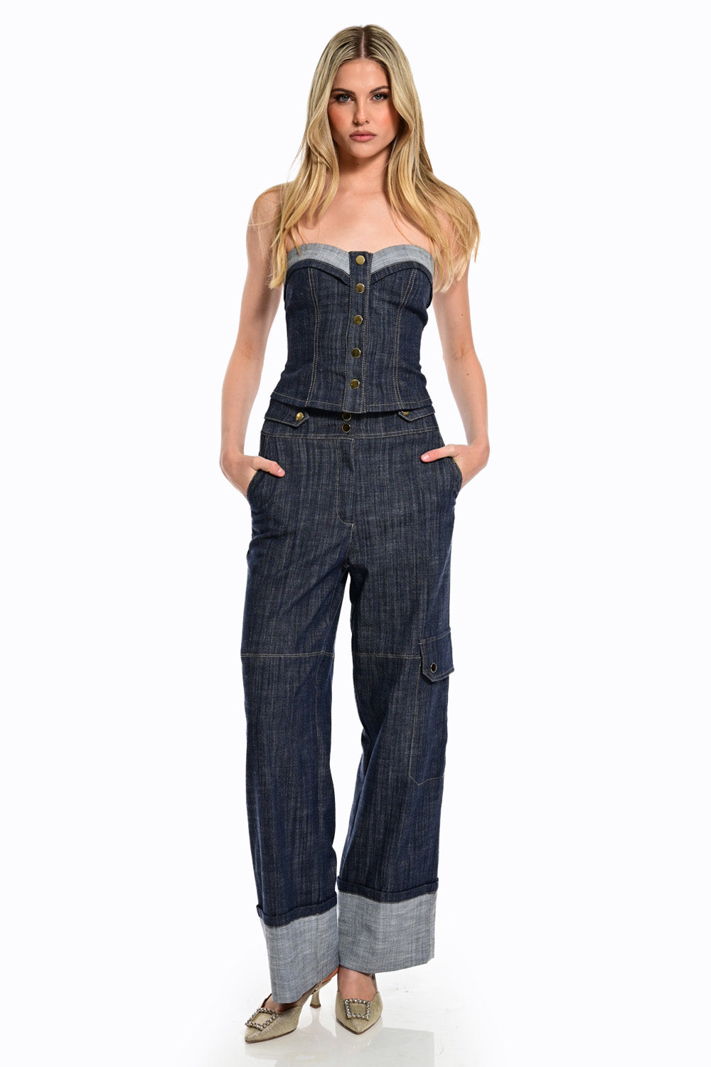 Strapless Τζιν Bustier Top