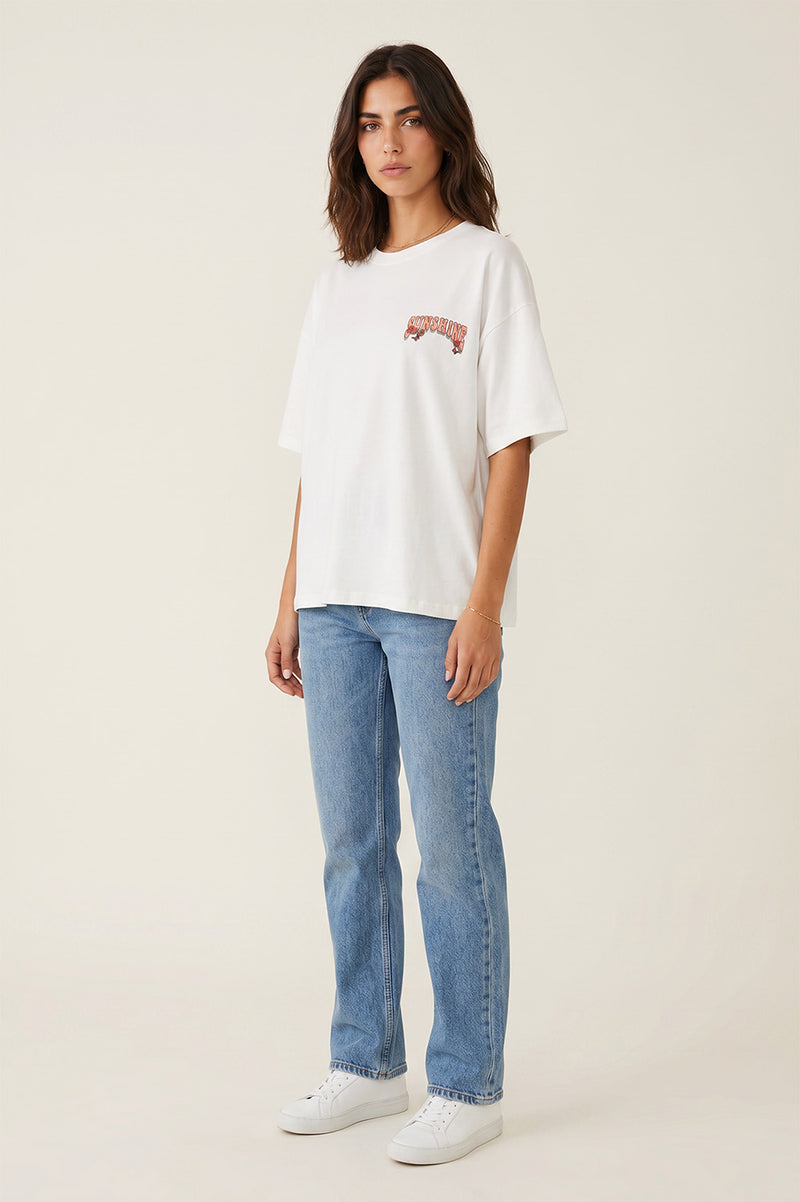 T-shirt Sunshine Holiday Λευκό Oversized