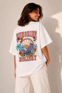T-shirt Sunshine Holiday Λευκό Oversized