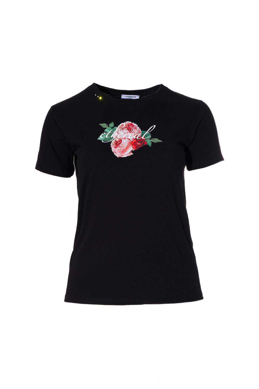 Μαύρο t-shirt με στάμπα “Eternal” και λουλούδι από Ellisargi Boutique